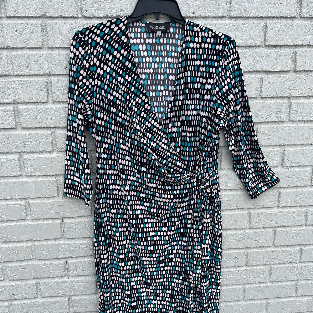 Black Label Evan Picone green wrap dress